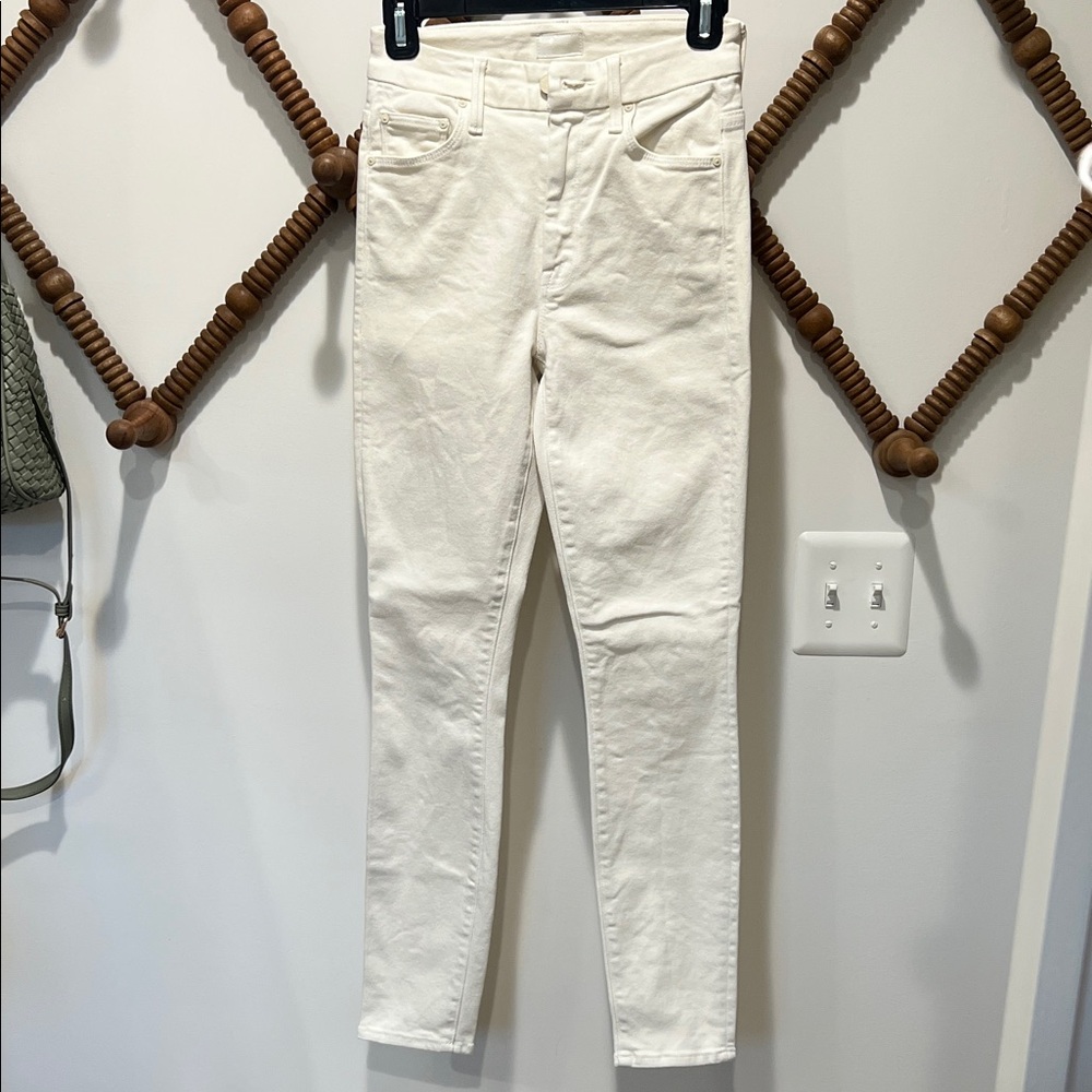Mother Winter White/Cream High Waited Looker Ankle Jeans Size 24